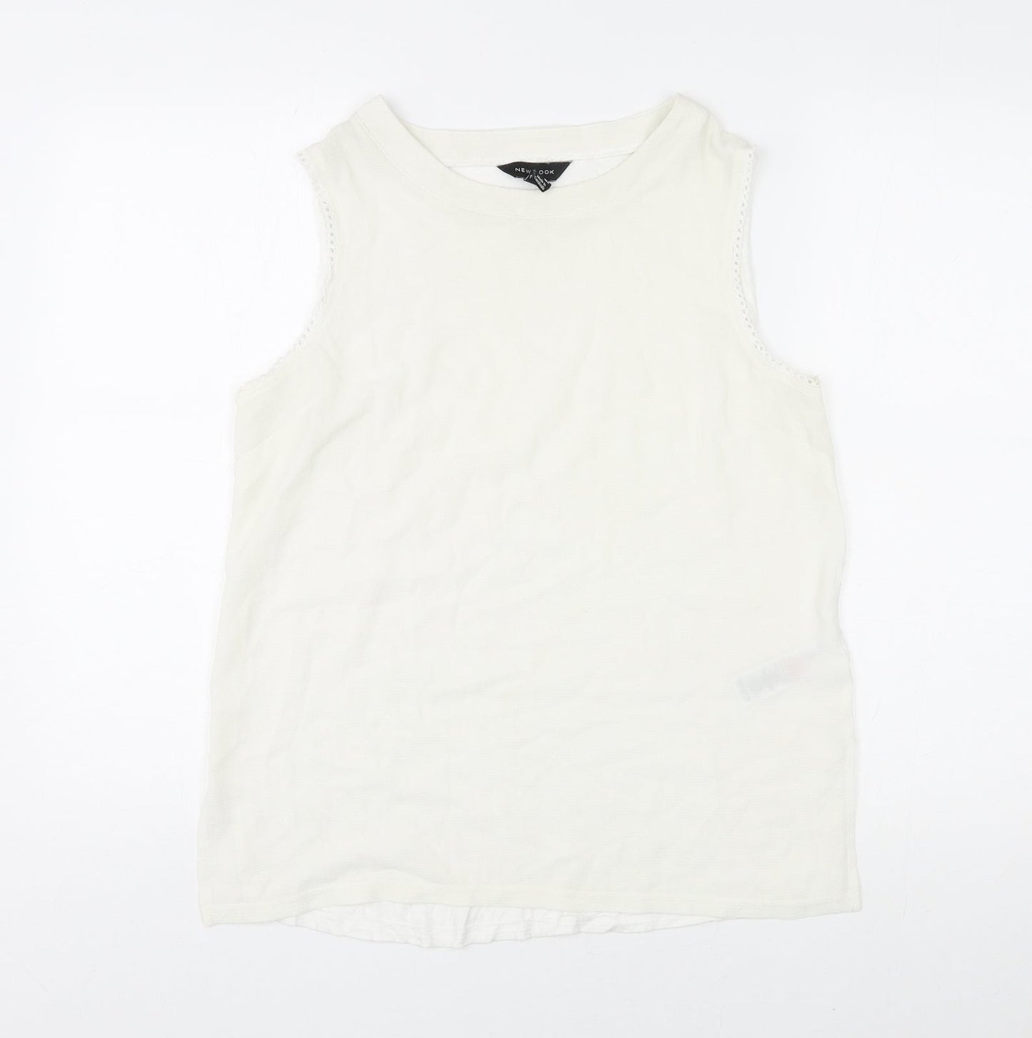 New Look Womens Ivory Polyester Basic Tank Size 14 Round Neck