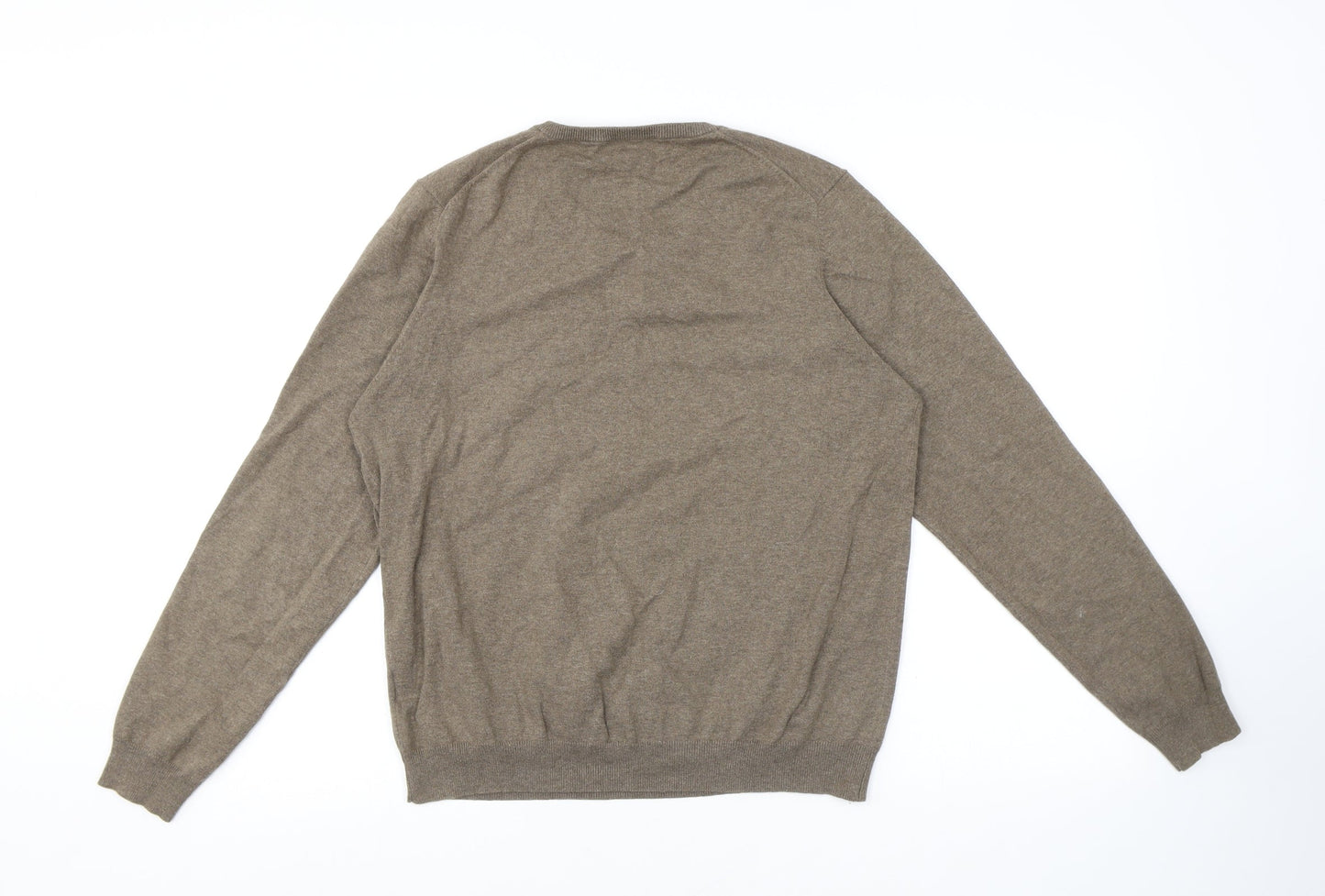 Nigel Hall Womens Brown V-Neck Cotton Pullover Jumper Size S