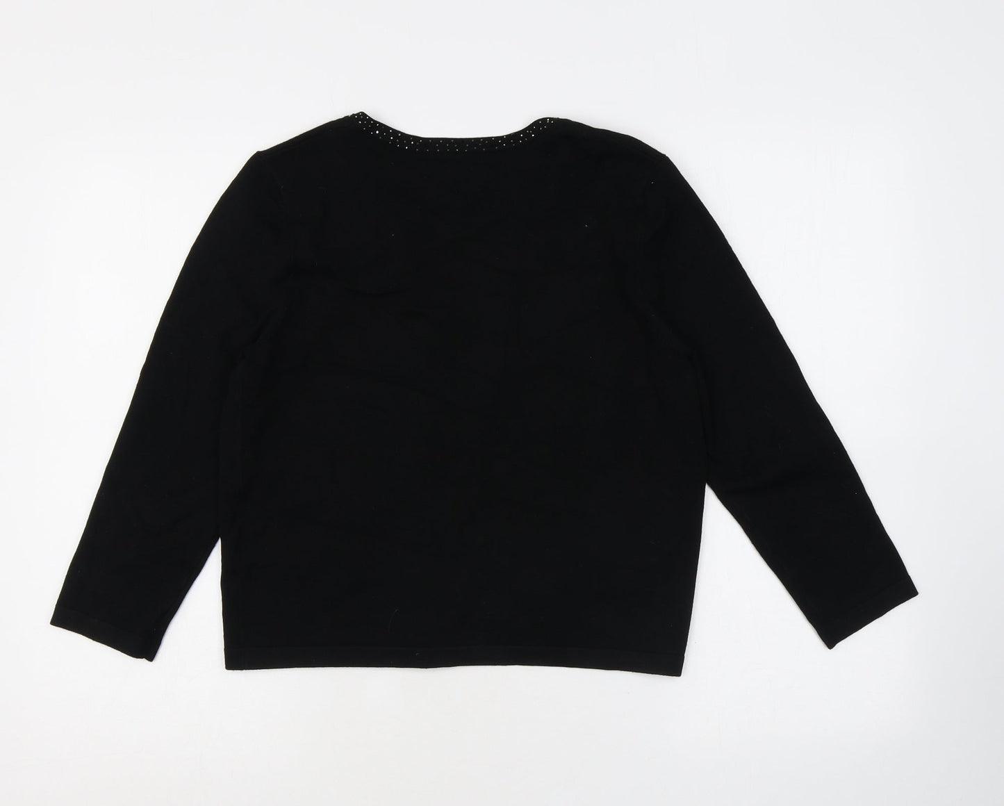 M&Co Womens Black Round Neck Viscose Cardigan Jumper Size 12