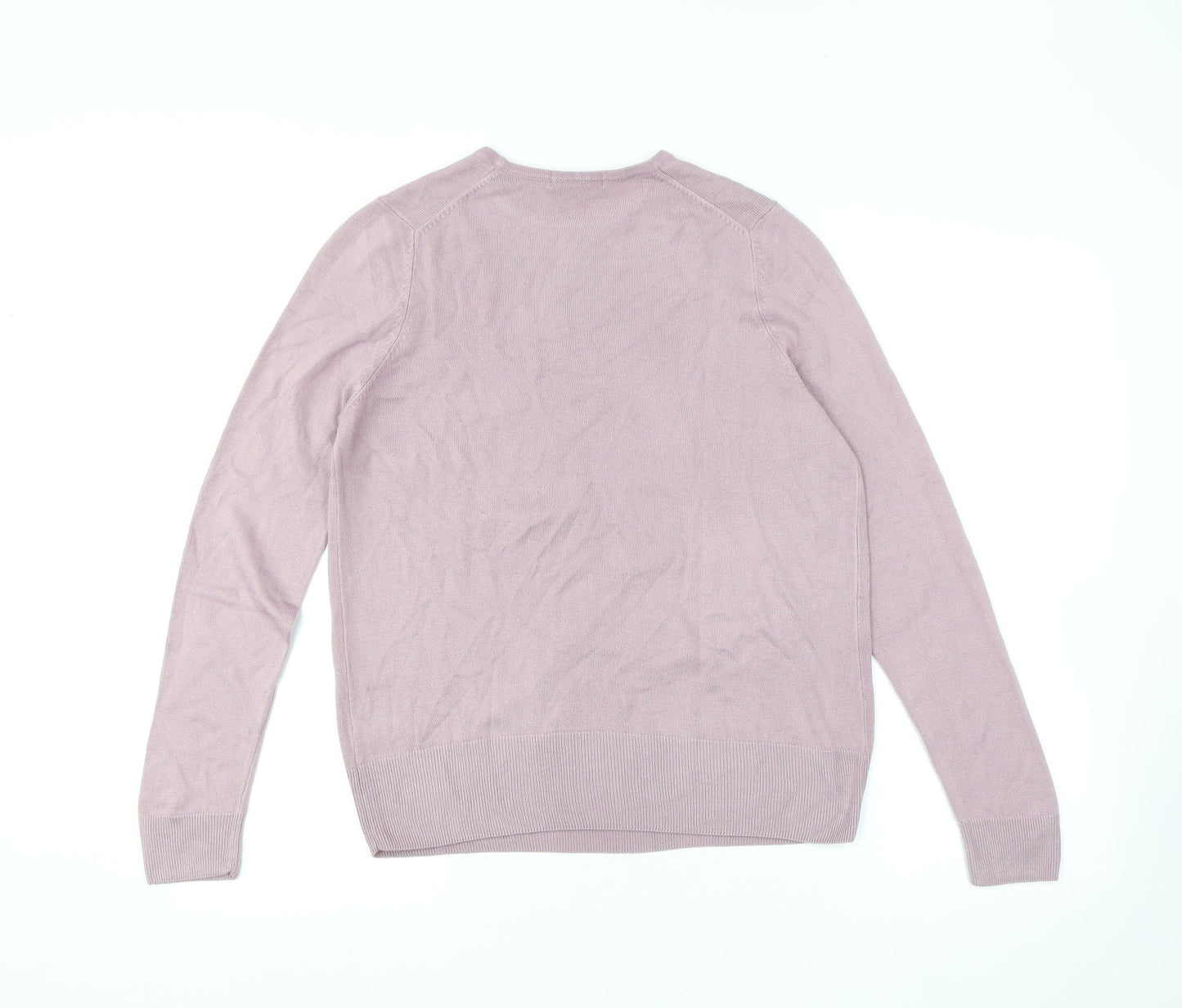 Marks and Spencer Womens Purple Round Neck Acrylic Pullover Jumper Size 14