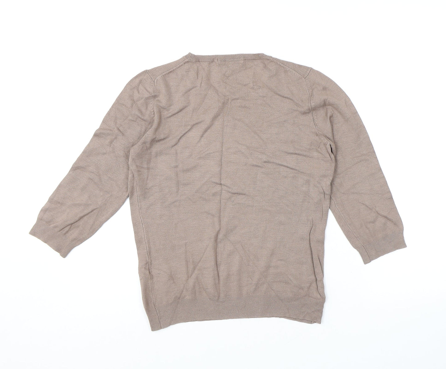 Marks and Spencer Womens Brown Round Neck Viscose Pullover Jumper Size 10