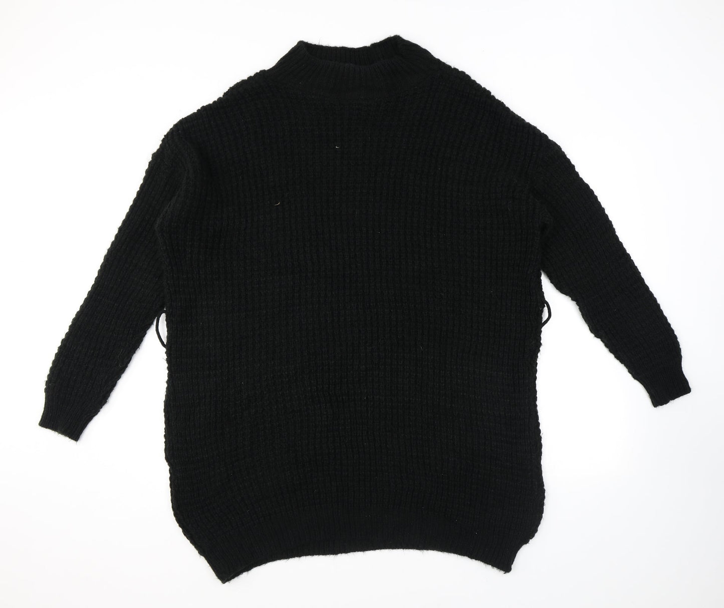 PRETTYLITTLETHING Womens Black Round Neck Acrylic Pullover Jumper Size 12