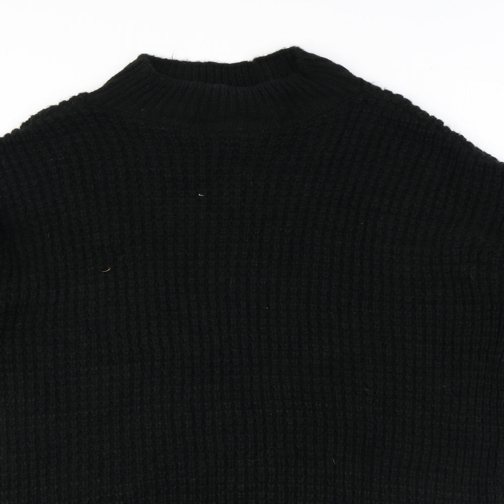 PRETTYLITTLETHING Womens Black Round Neck Acrylic Pullover Jumper Size 12