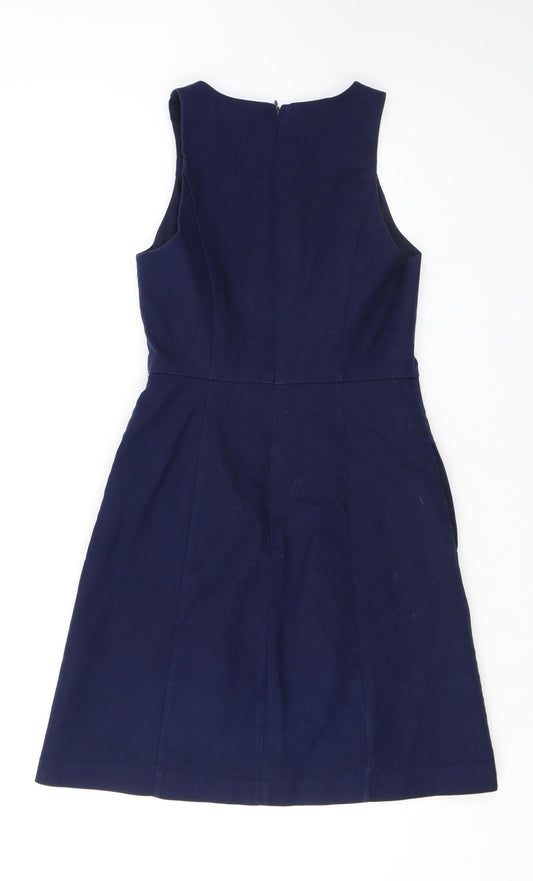 Gap Womens Blue Cotton Shift Size 6 Boat Neck Zip