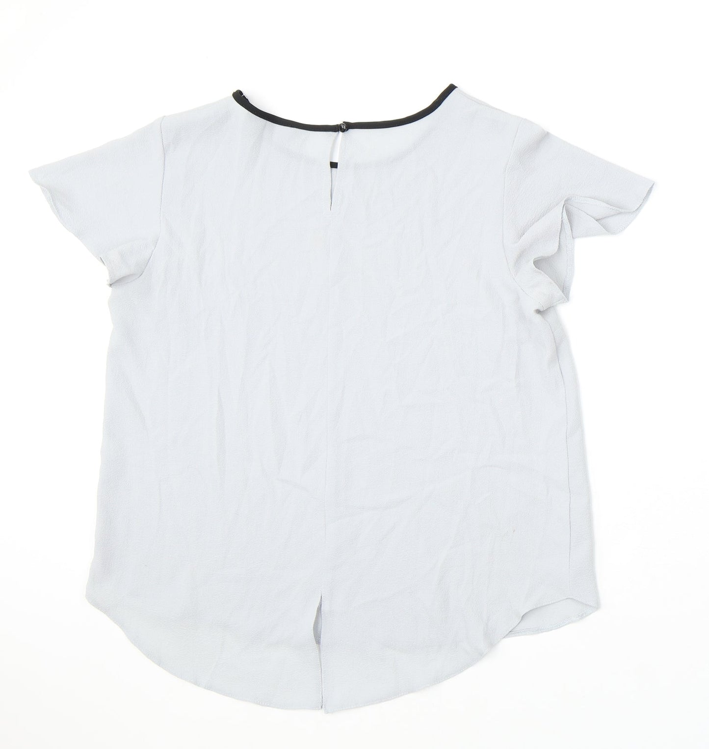 Dorothy Perkins Womens Grey Polyester Basic Blouse Size 14 Round Neck