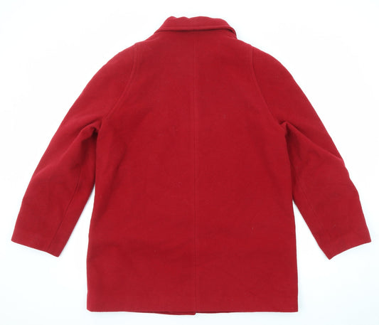 David Barry Womens Red Overcoat Coat Size 16 Button