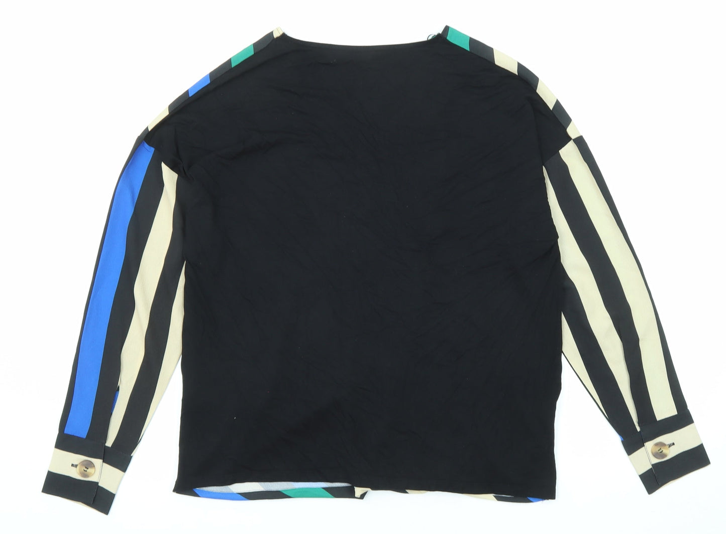 Mark Heyes Womens Multicoloured Striped Polyester Basic Blouse Size 12 V-Neck - Wrap Front Detail