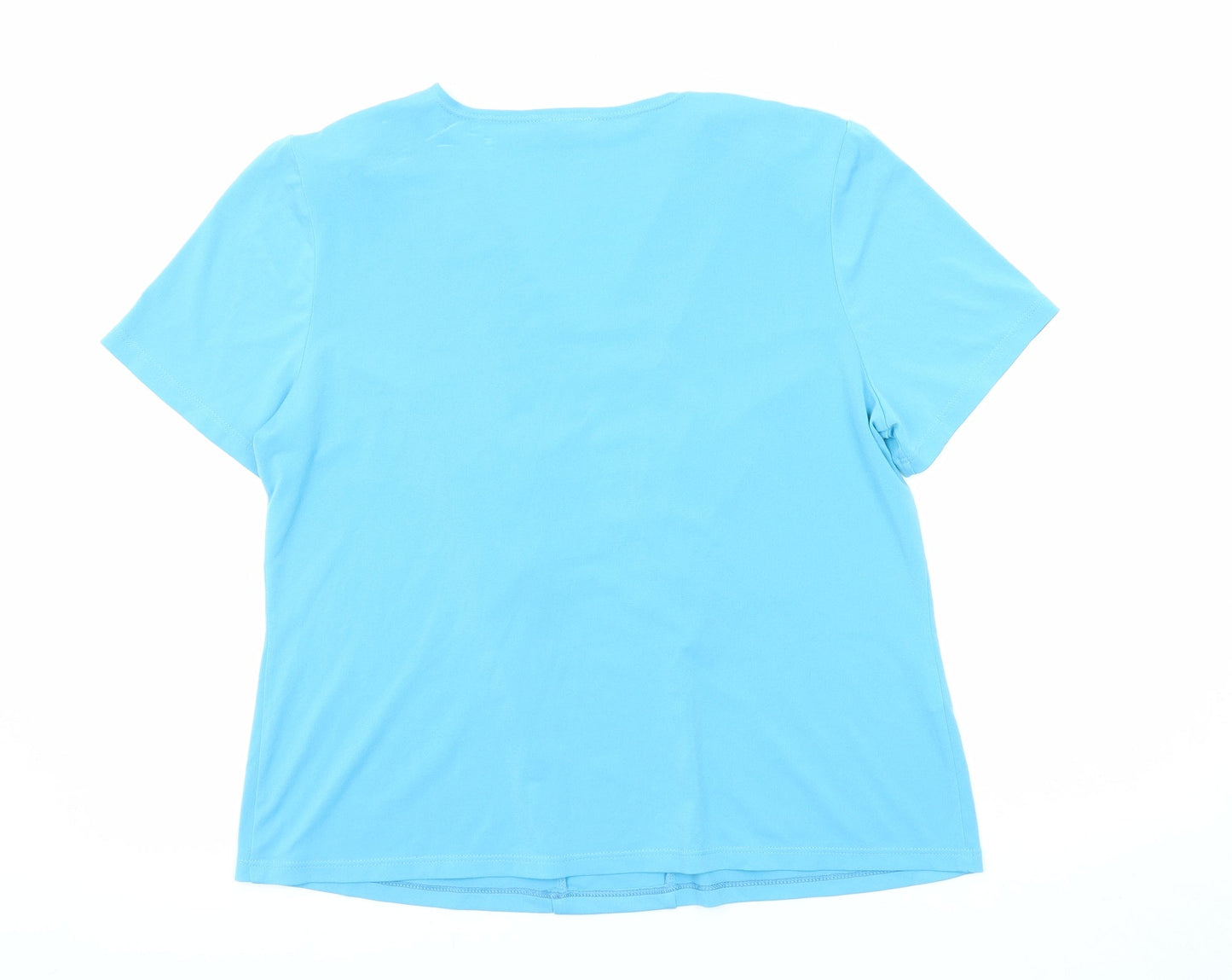 Galmes Womens Blue Polyamide Basic T-Shirt Size L V-Neck
