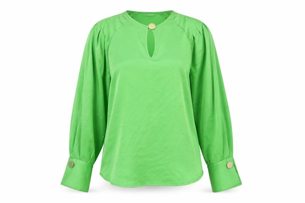 Marks and Spencer Womens Green Polyester Basic Blouse Size 8 Round Neck
