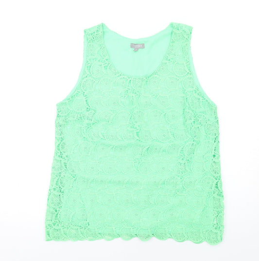 Suzanne Grae Womens Green Polyester Basic Tank Size 14 Round Neck