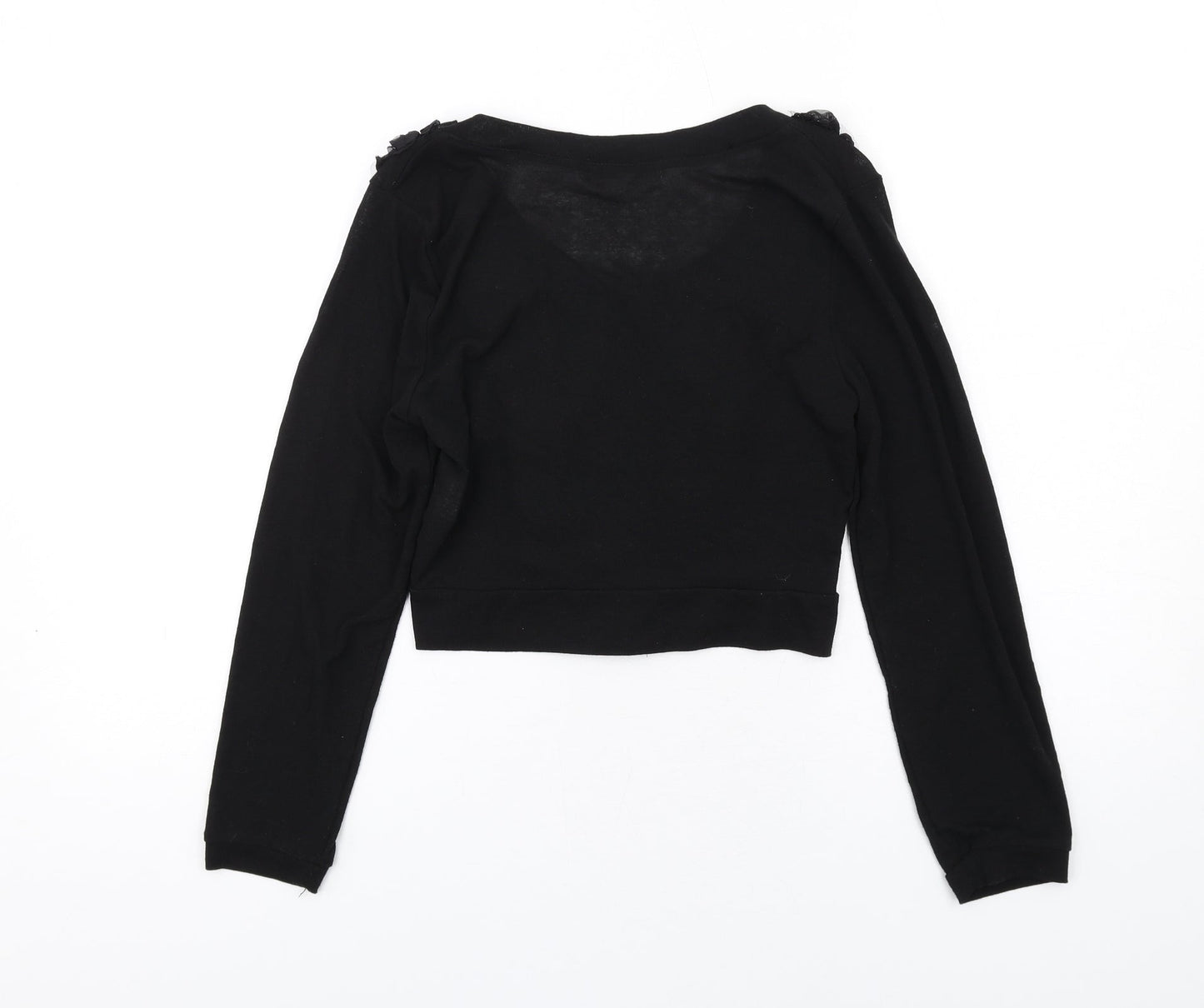Internacionale Womens Black Round Neck Cotton Cardigan Jumper Size S - Size S-M