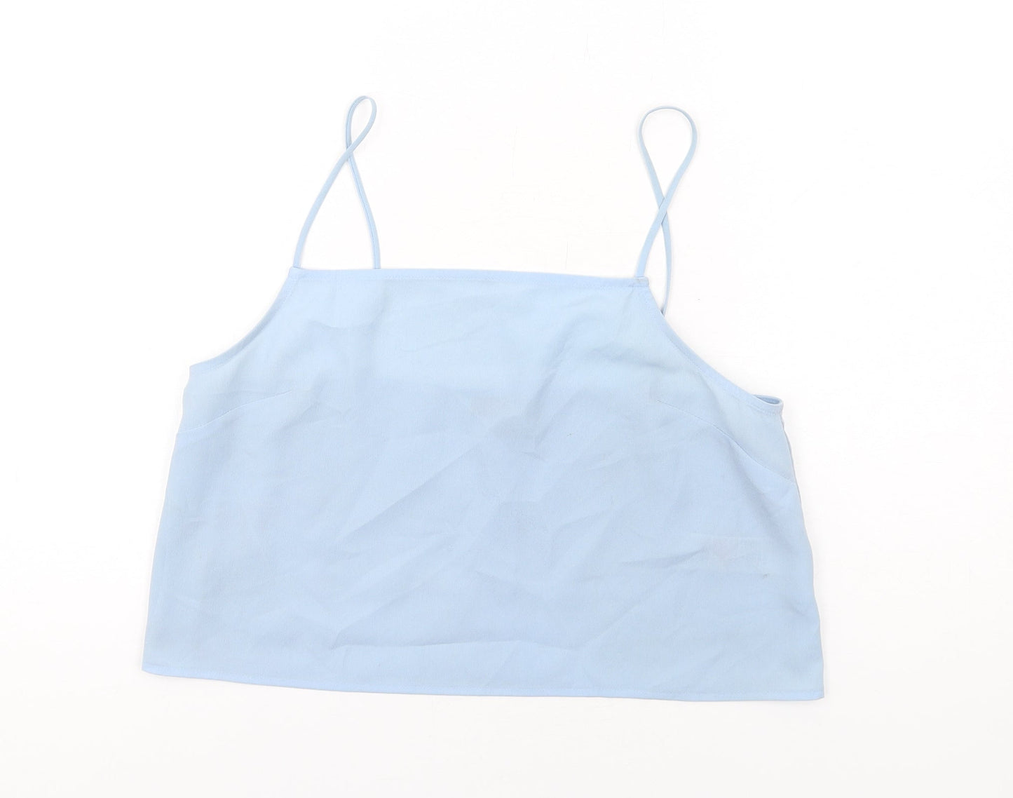Topshop Womens Blue Polyester Cropped Tank Size 10 Square Neck