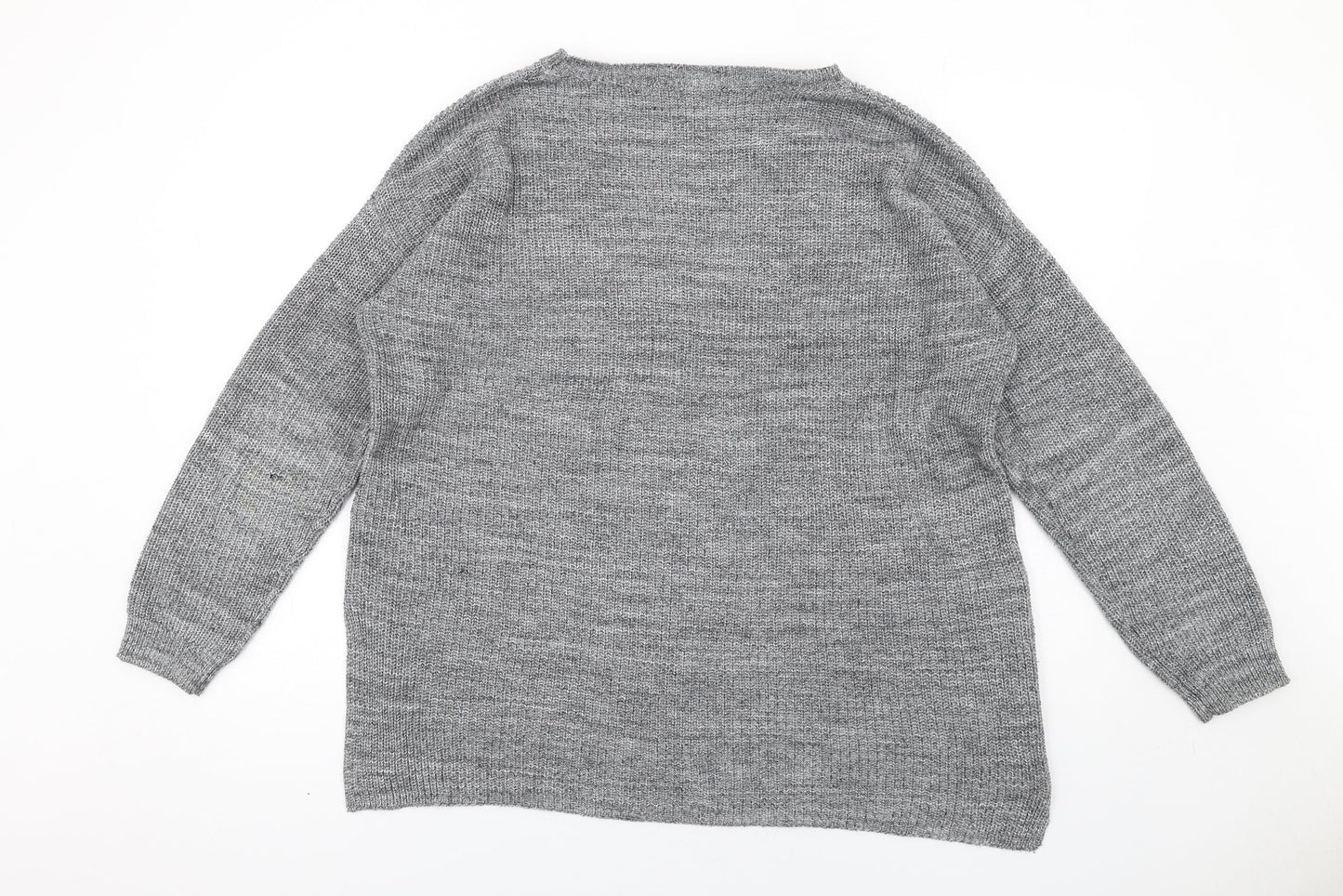 H&M Womens Grey Round Neck Cotton Pullover Jumper Size M