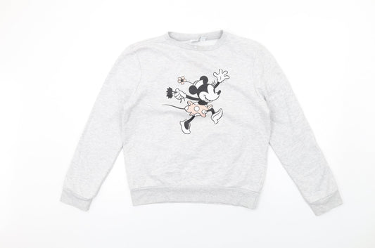 Disney Womens Grey Cotton Pullover Sweatshirt Size XS Pullover - Minnie Mouse
