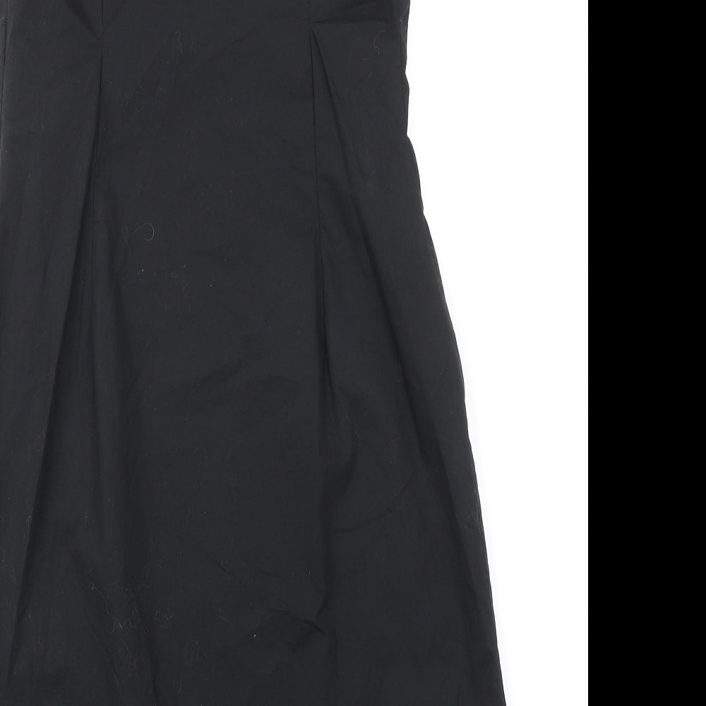 RJR.John Rocha Womens Black Cotton A-Line Size 12 V-Neck Zip - Floral Detail