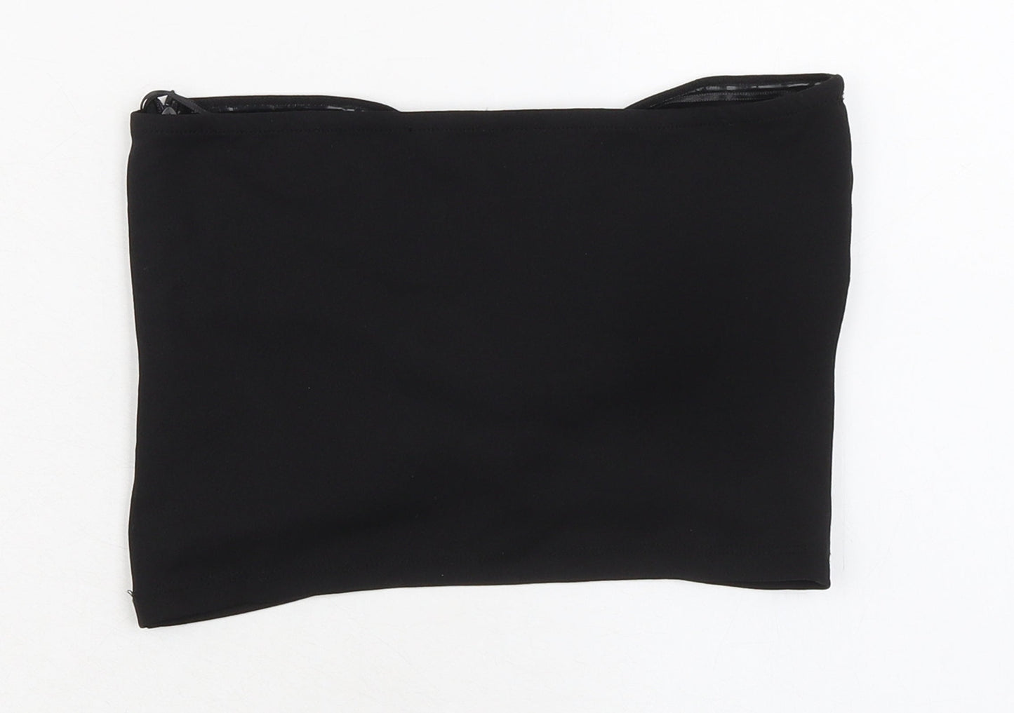 Bershka Womens Black Polyester Cropped Tank Size XS Sweetheart - Ruched Detail