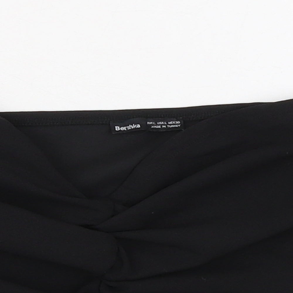 Bershka Womens Black Polyester Cropped Tank Size XS Sweetheart - Ruched Detail