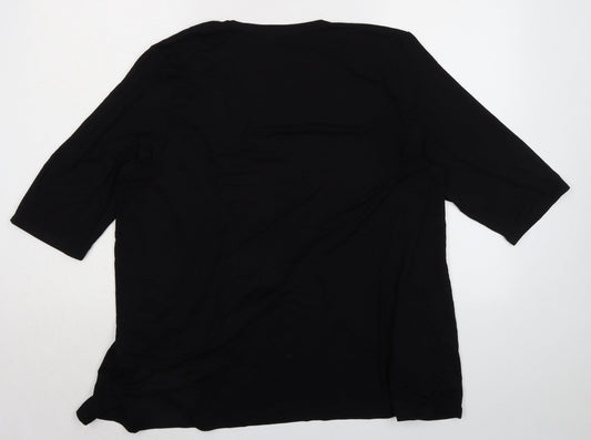 AAMILIFE Womens Black V-Neck Viscose Cardigan Jumper Size XL
