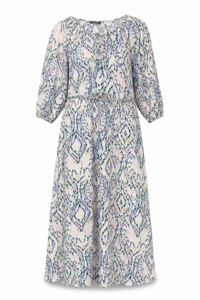 Marks and Spencer Womens Multicoloured Geometric Flax Maxi Size 6 Round Neck Tie
