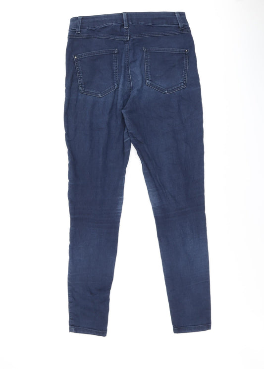 Marks and Spencer Womens Blue Cotton Skinny Jeans Size 12 L28 in Regular Tie - Jegging