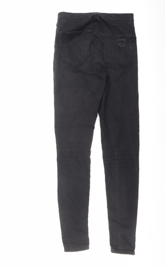 Topshop Womens Black Cotton Skinny Jeans Size 28 in L32 in Regular Button