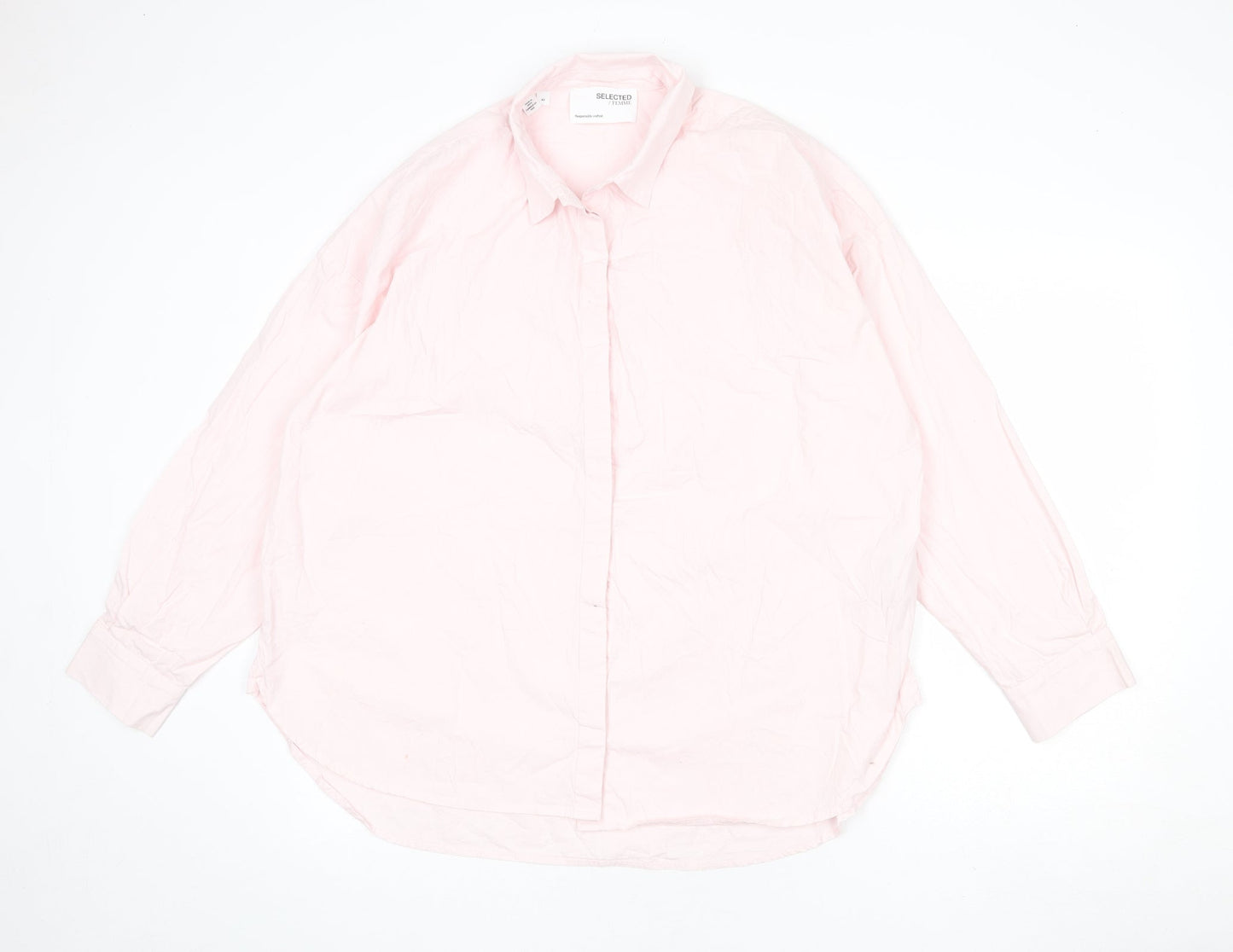 Selected Femme Womens Pink 100% Cotton Basic Button-Up Size 14 Collared