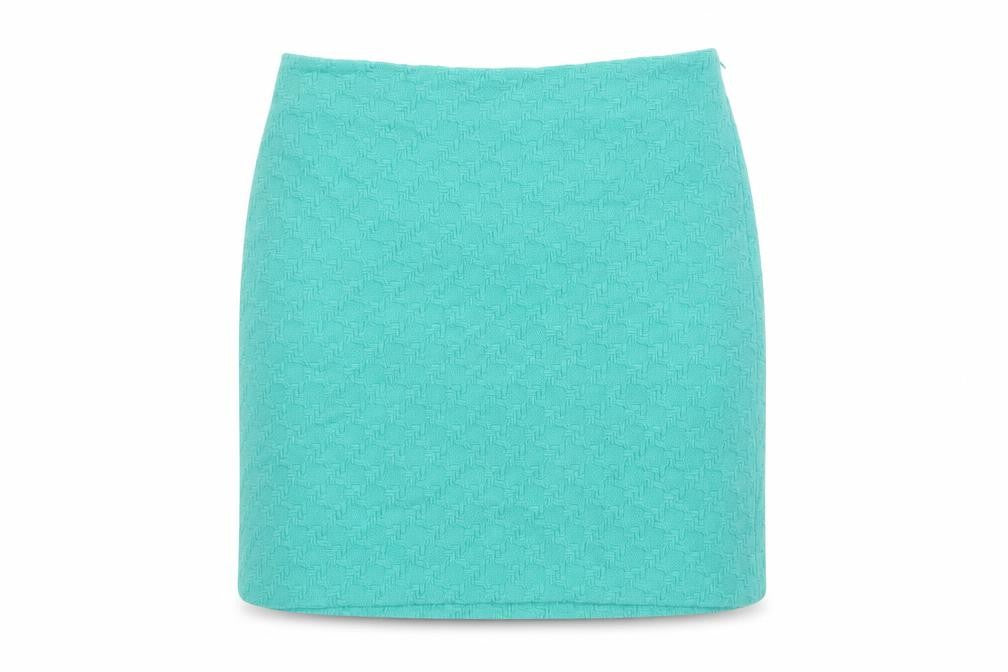 Marks and Spencer Womens Green Geometric Wool A-Line Skirt Size 8 Zip