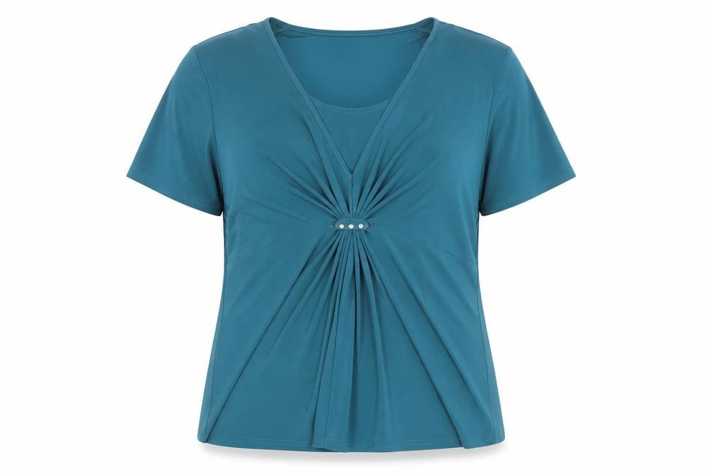 Womens UK Size L BASSINI Blue Polyester Blouse
