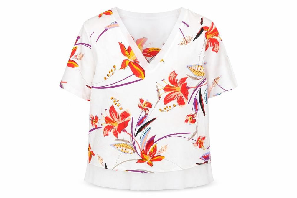 Marks and Spencer Womens White Geometric Viscose Basic Blouse Size 10 V-Neck