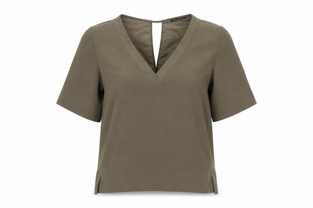 River Island Womens Green Polyester Basic Blouse Size 10 V-Neck