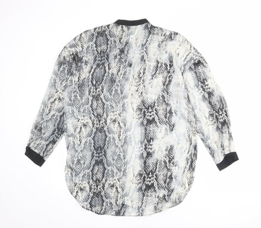 Zara Womens Multicoloured Animal Print Polyester Basic Blouse Size S V-Neck - Snake Print