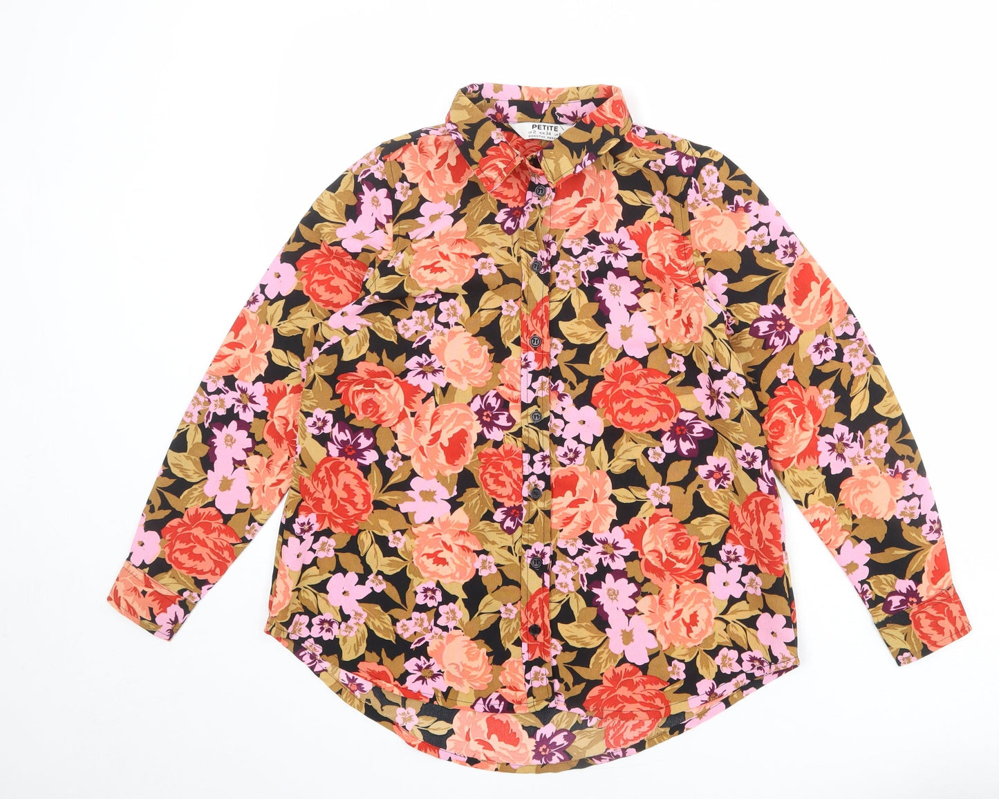 Dorothy Perkins Womens Multicoloured Floral Polyester Basic Button-Up Size 6 Collared