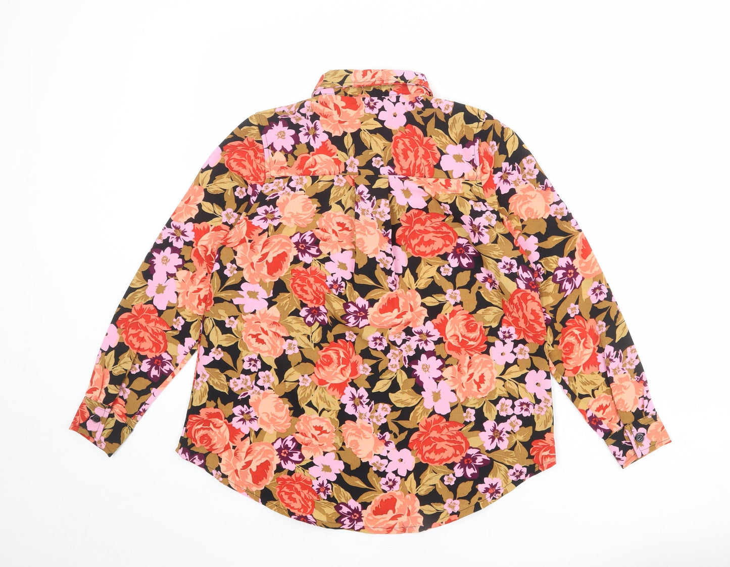 Dorothy Perkins Womens Multicoloured Floral Polyester Basic Button-Up Size 6 Collared