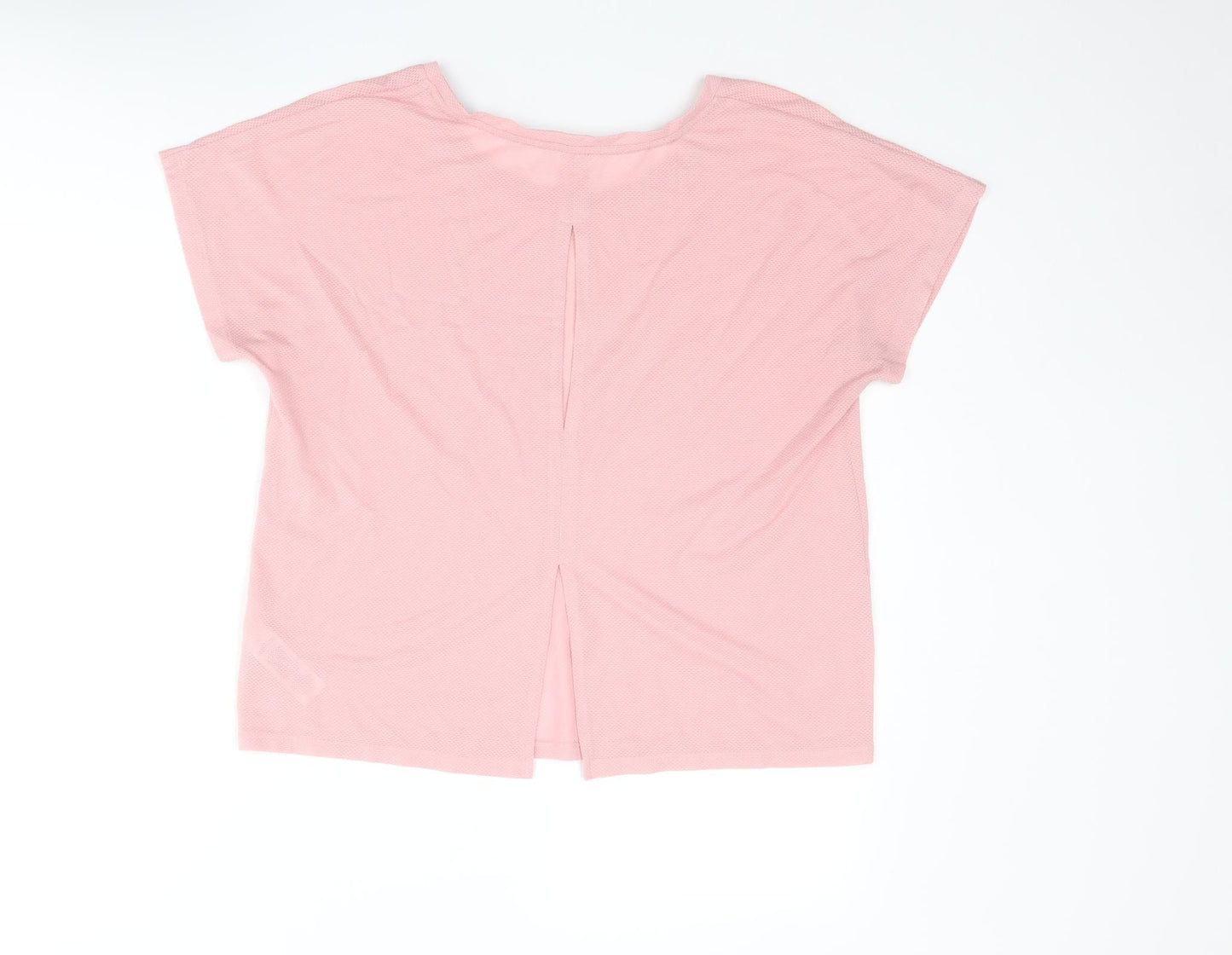Marks and Spencer Womens Pink Polyester Basic T-Shirt Size 10 Boat Neck
