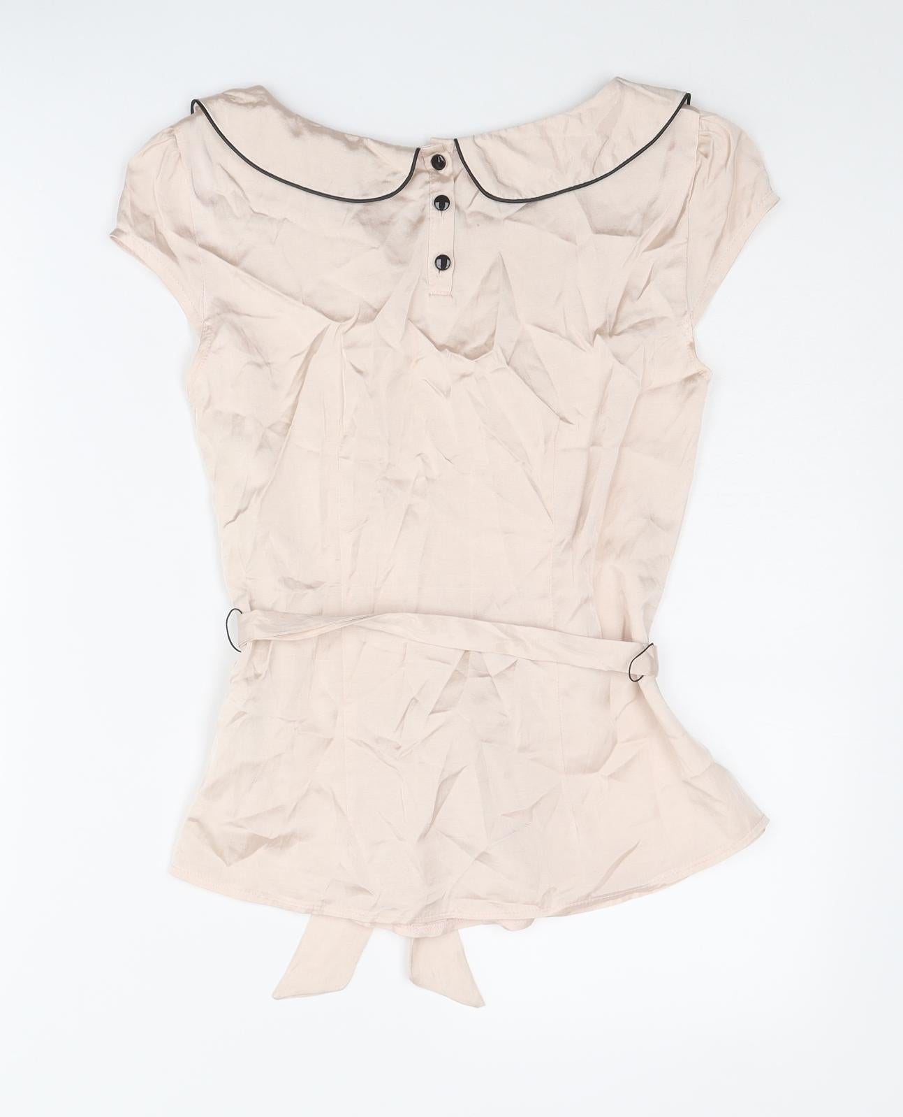 H&M Womens Pink Viscose Basic Blouse Size 6 Collared