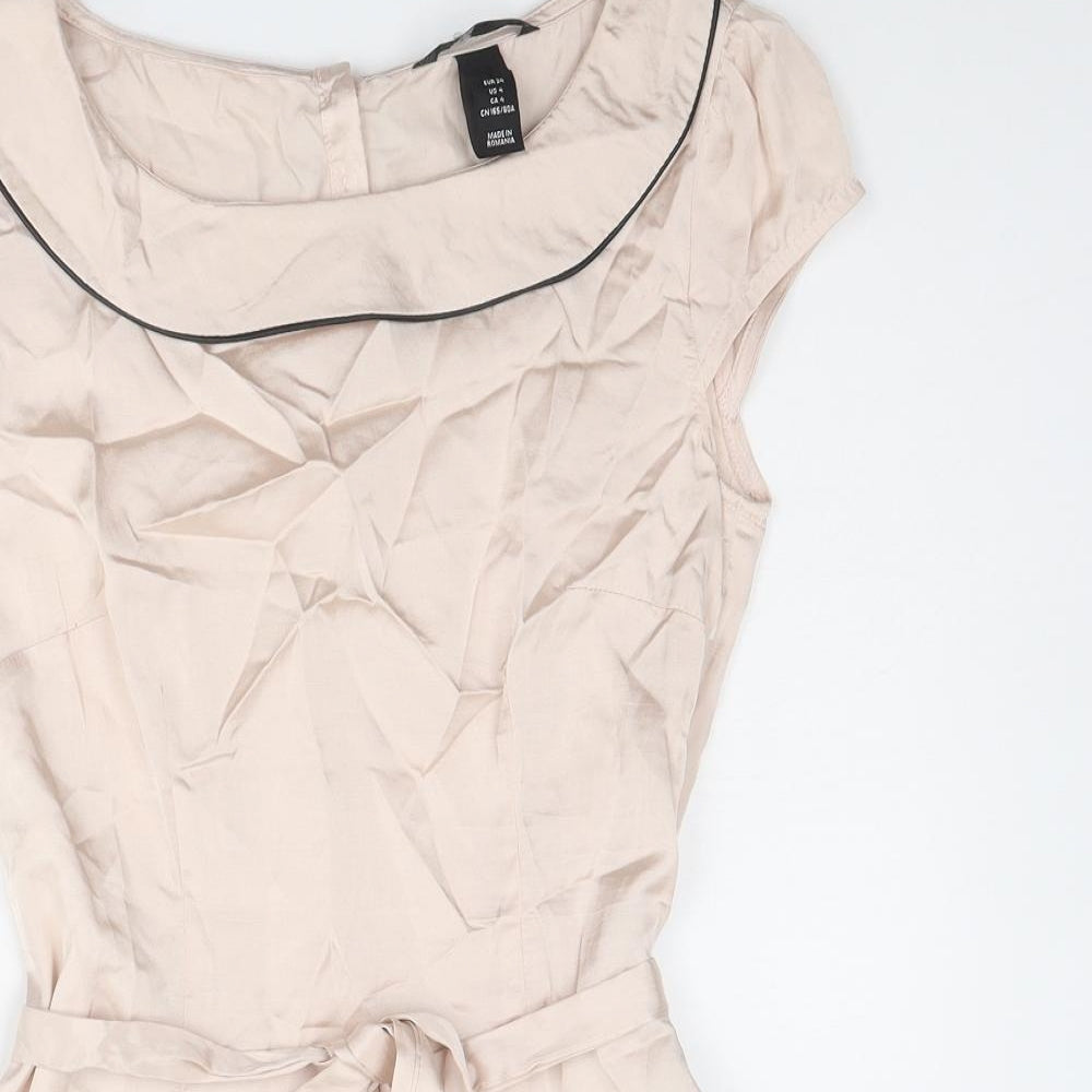H&M Womens Pink Viscose Basic Blouse Size 6 Collared