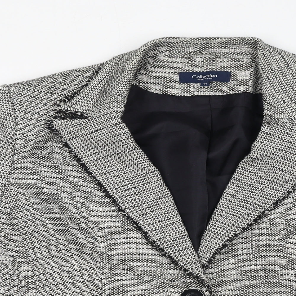 Debenhams Womens Grey Geometric Jacket Blazer Size 14 Button