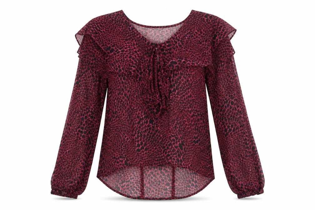 Topshop Womens Purple Geometric Polyester Basic Blouse Size 10 V-Neck