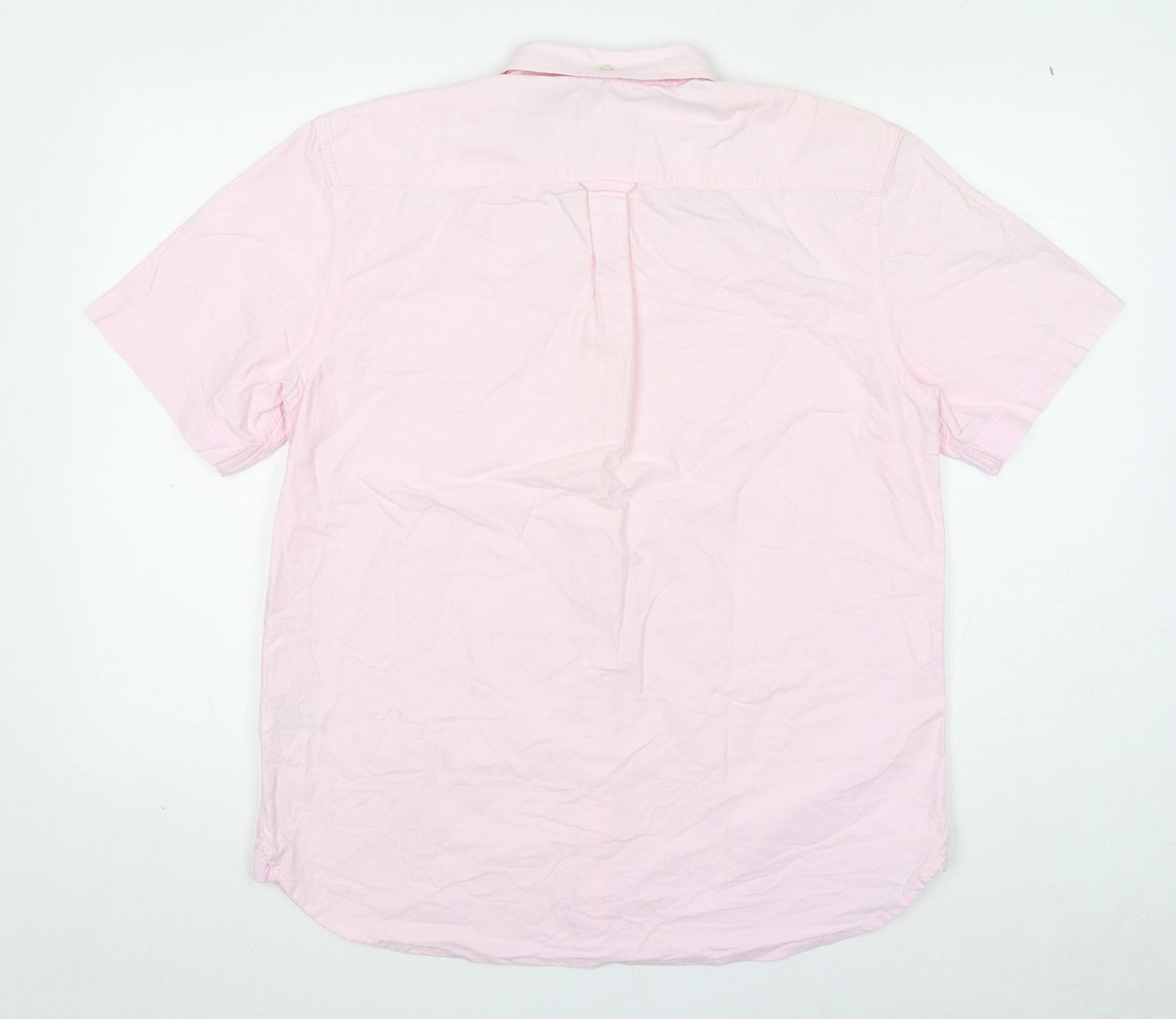 Marks and Spencer Mens Pink 100% Cotton Button-Up Size M Collared Button