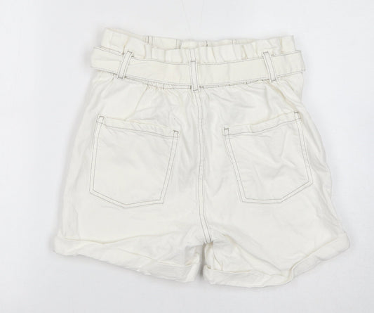 Denim & Co. Girls Ivory Cotton Hot Pants Shorts Size 13-14 Years L4 in Regular Zip