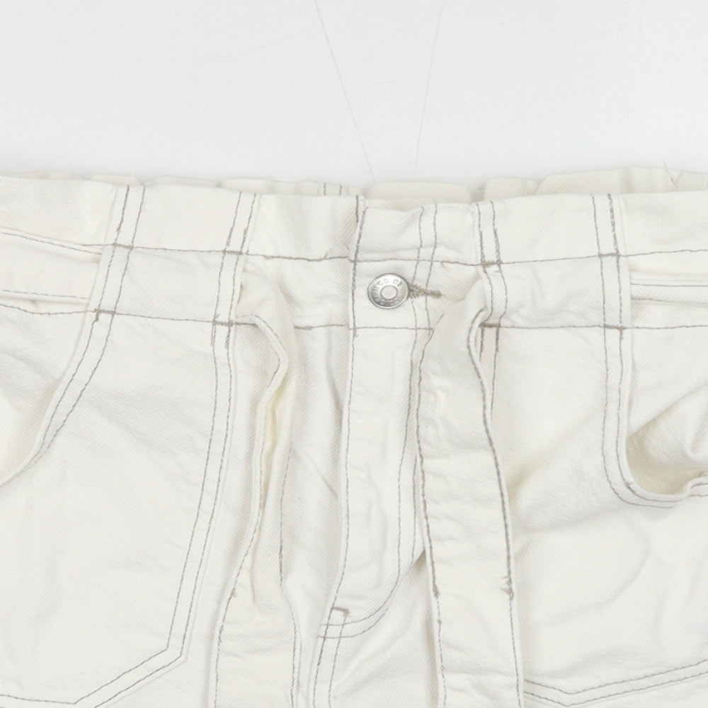 Denim & Co. Girls Ivory Cotton Hot Pants Shorts Size 13-14 Years L4 in Regular Zip