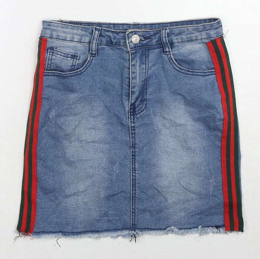 My Bestiny Womens Blue Cotton A-Line Skirt Size 10 Zip