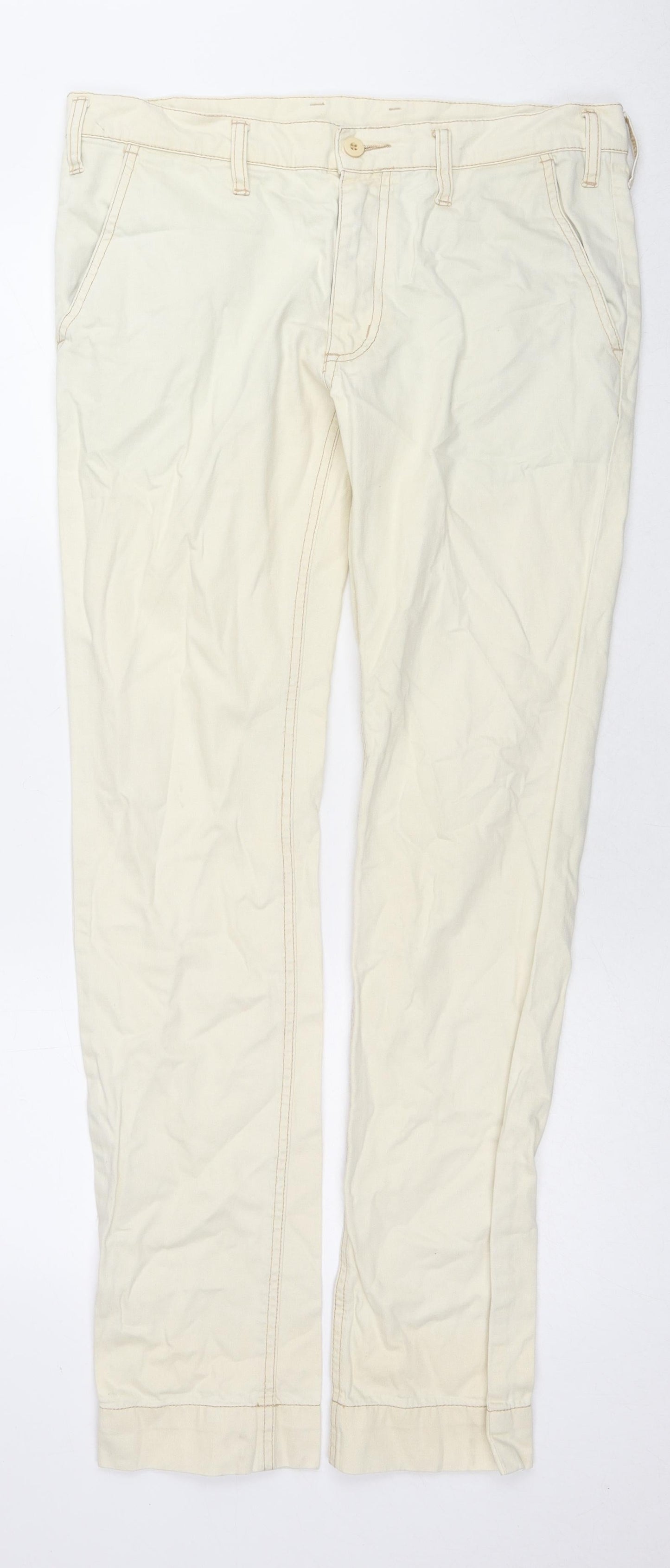 Cheap Monday Mens Ivory Cotton Straight Jeans Size 31 in L34 in Regular Zip