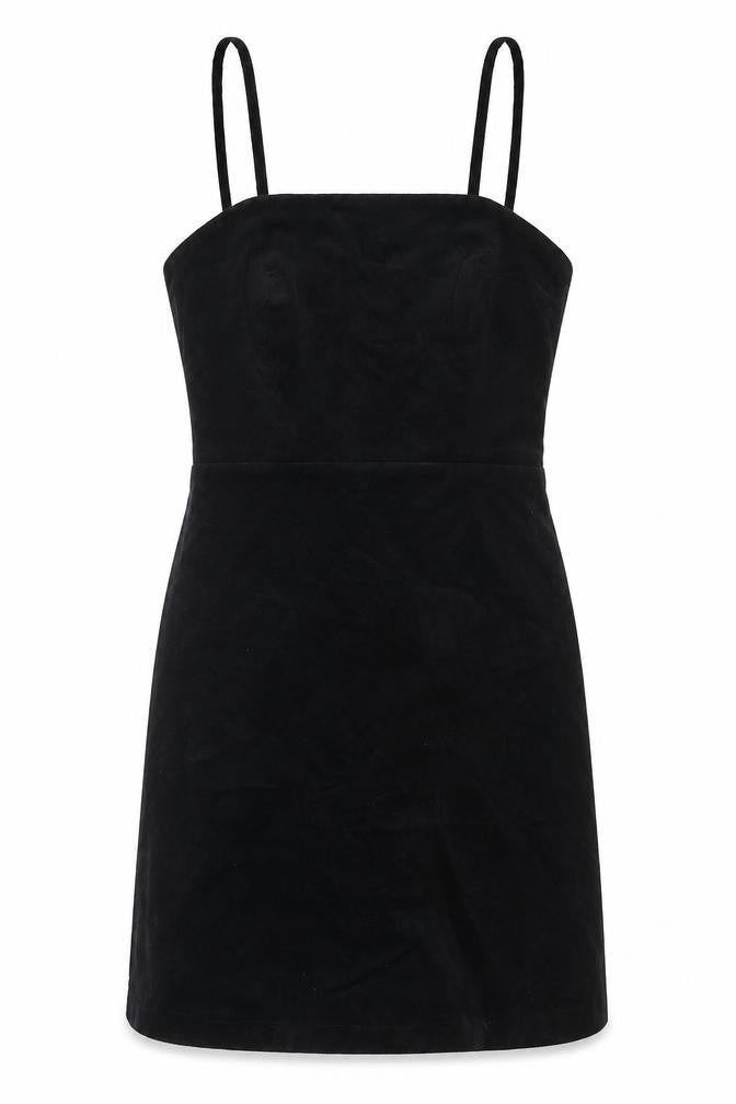 New Look Womens Black Cotton Slip Dress Size 6 Square Neck Zip