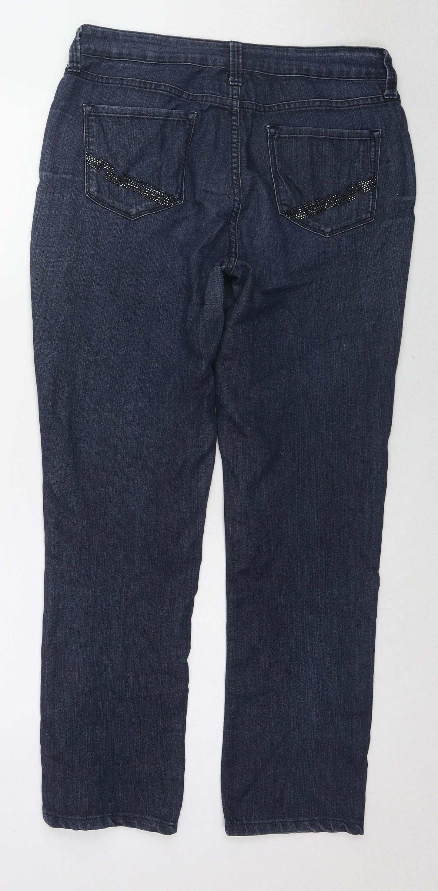 NYDJ Womens Blue Cotton Straight Jeans Size 10 L28 in Regular Zip