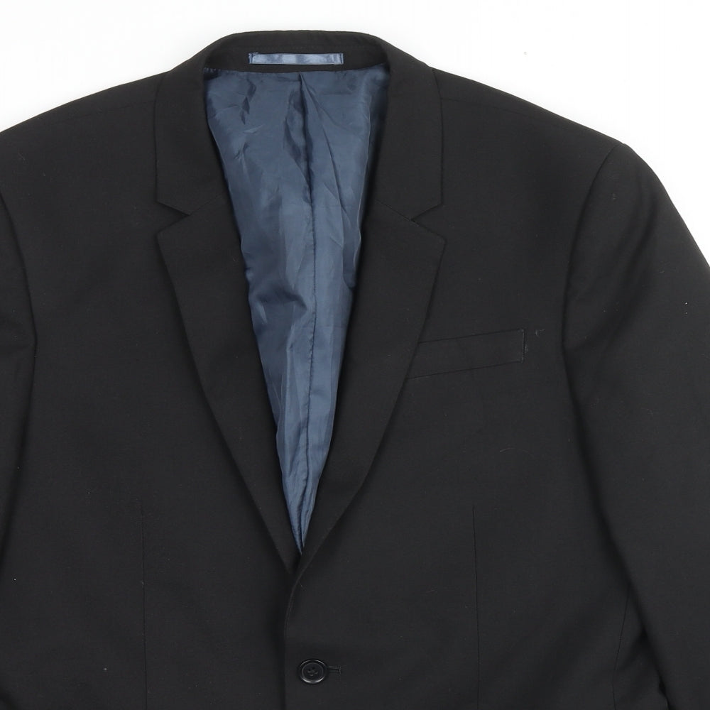 River Island Mens Black Polyester Jacket Suit Jacket Size 42 Regular