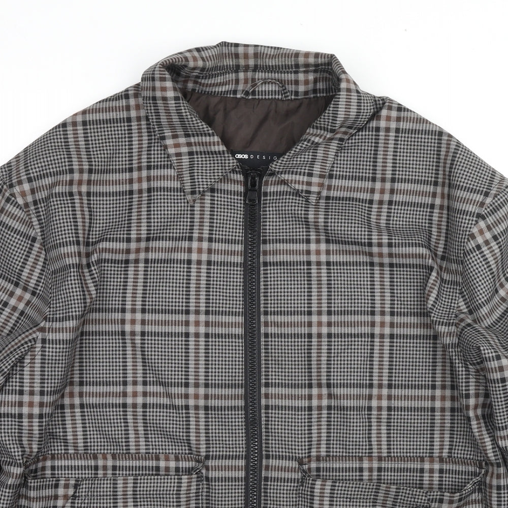 ASOS Womens Grey Plaid Jacket Size L Zip