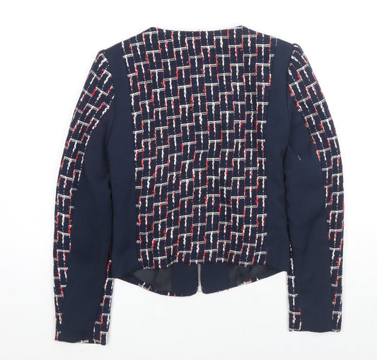 H&M Womens Blue Geometric Jacket Size 4 Zip