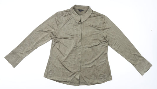 NEXT Womens Brown Polyester Basic Button-Up Size 18 Collared