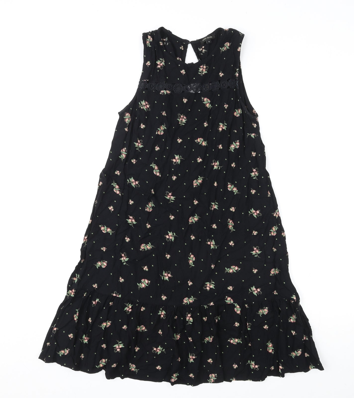 River Island Womens Multicoloured Floral Viscose Skater Dress Size 6 Round Neck Pullover